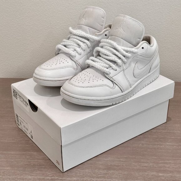 AIR JORDAN 1 LOW WHITE/WHITE-WHITE BLANC/BLANC/BLANC W - Picture 5 of 15